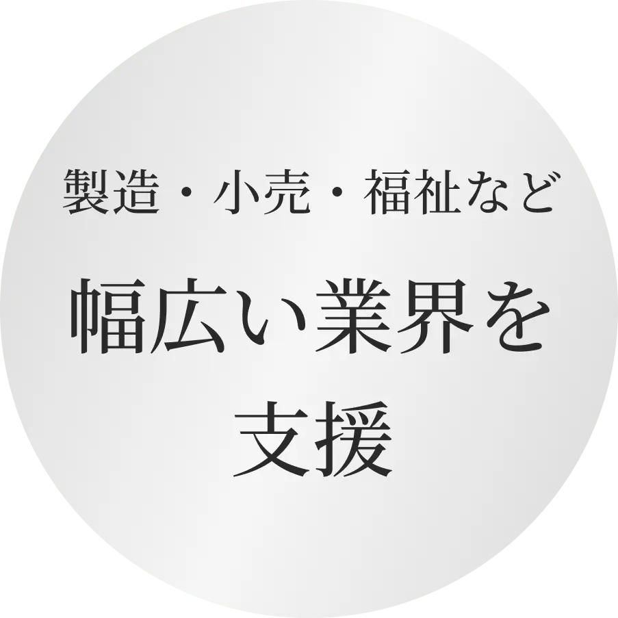 製造・小売・福祉など幅広い業界を支援